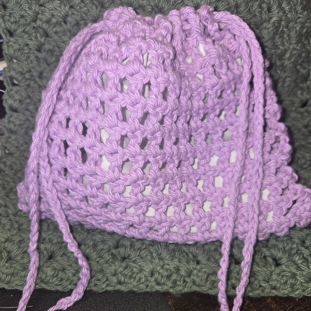 Handcrafted Crochet Drawstring Bag Any Color